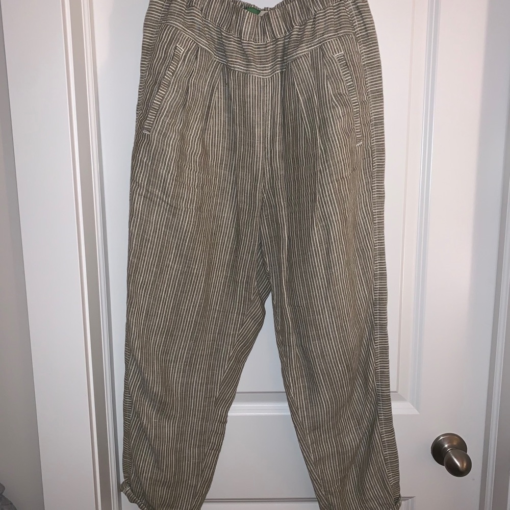 Anthropologie Linen Pinstripe Pants
